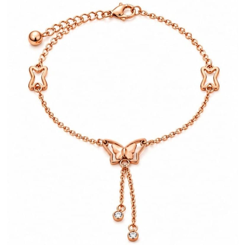 Rose Gold Butterfly Anklet - Image 1