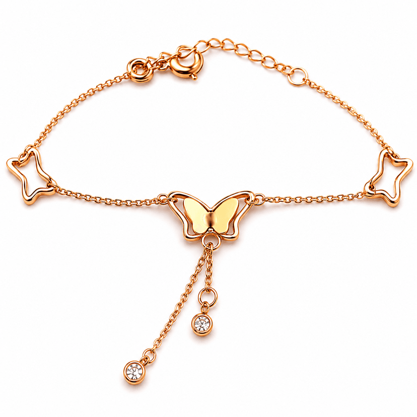 Rose Gold Butterfly Anklet - Image 3